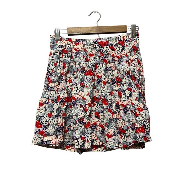 BCBG‎ Generation Floral Print Mini Skirt Red White Gray Size 4 - Picture 1 of 6